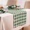 Checkered Linen Table Runner 36 inch - 100% Pure Linen Green and Natural Plaid Table Runner 14 x 36 Inch Ideal for Dresser and Coffee Tables - Morgan Check